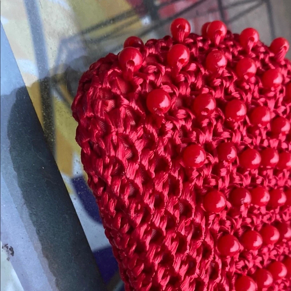 Lewiss imports vintage handbag red Beaded Handbag